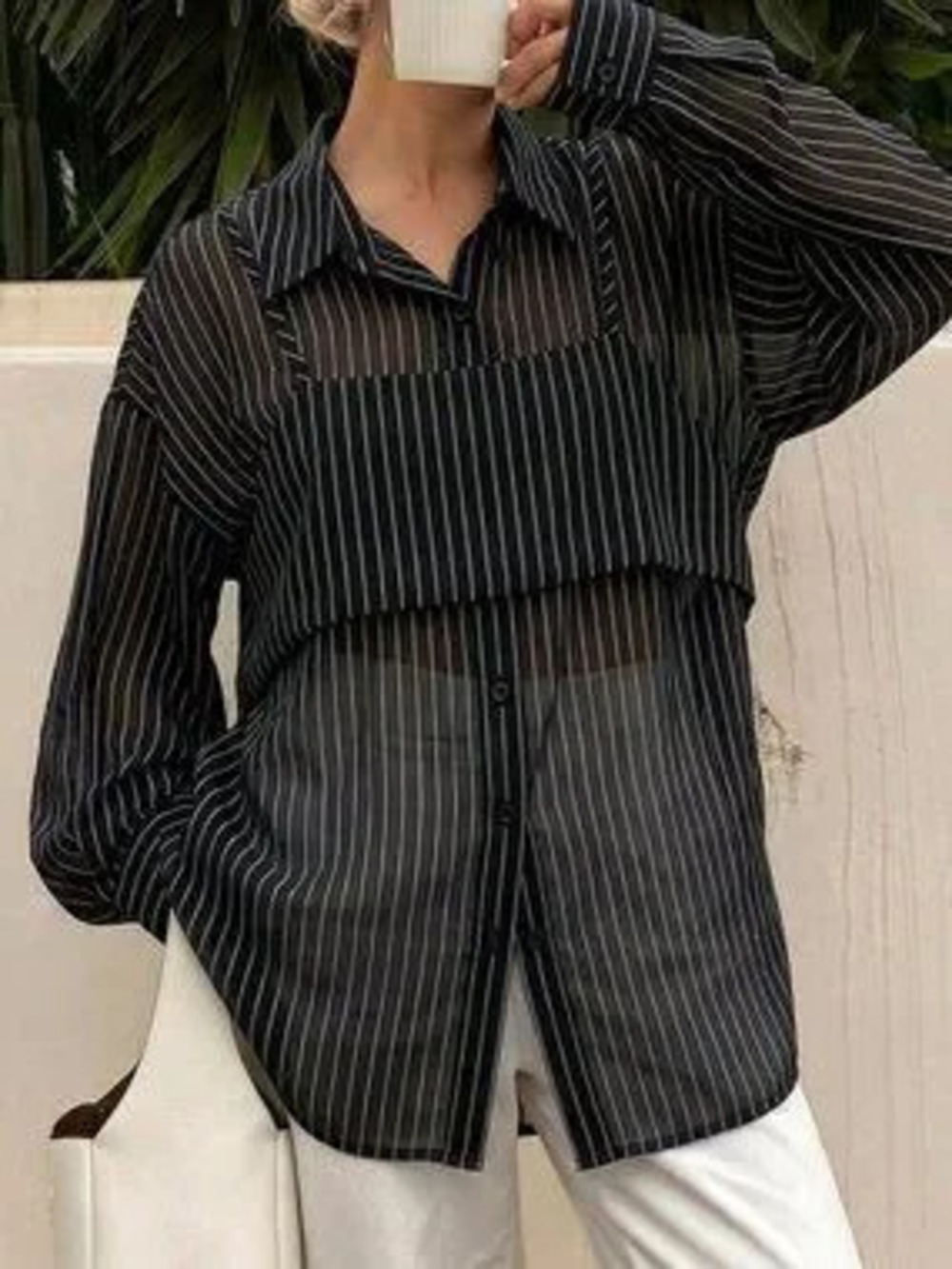 ZARA Black Casual Women's Striped Loose Shirt
